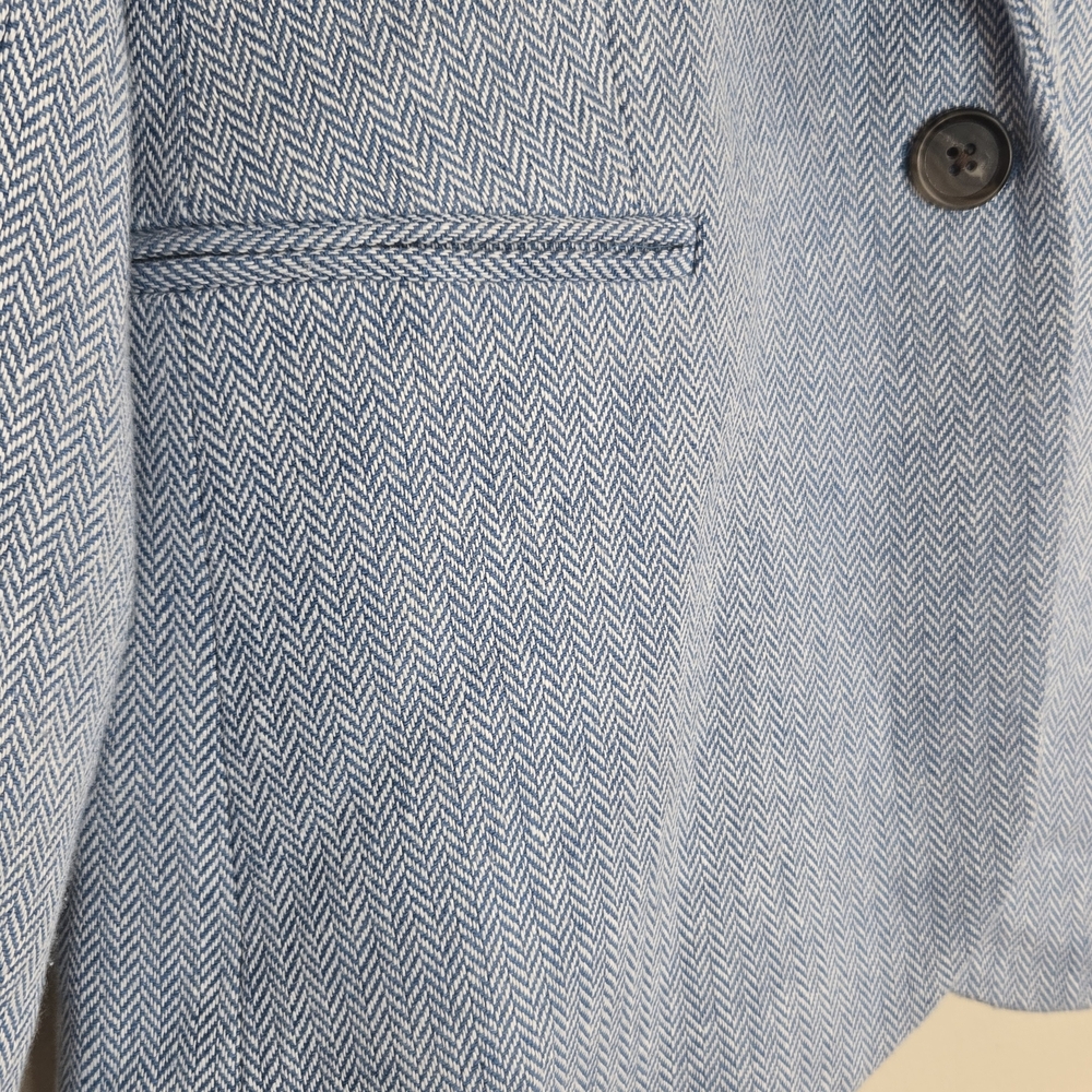 J.Crew Factory Herringbone Blazer Women’s Light Blue Tweed Preppy Classic 10P - Picture 8 of 12